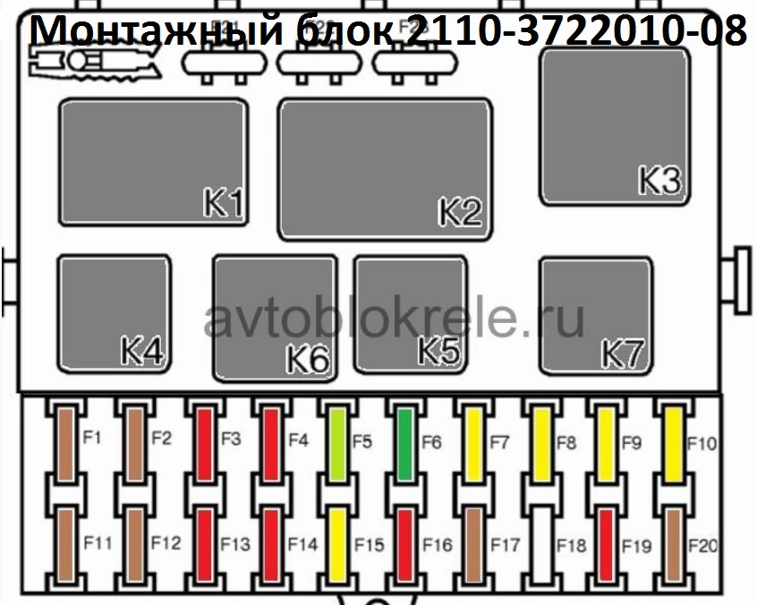 Схема монтажного блока ваз 2110 инжектор