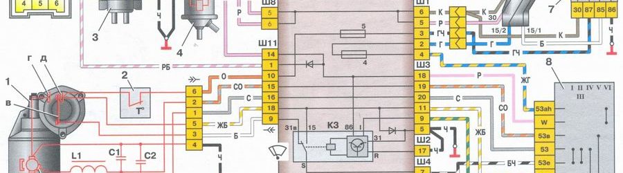 Схема стеклоочистителя ваз 2108