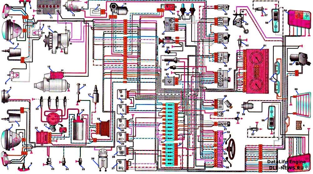 Электрическая схема ваз 21214 (21213, 2121 и 2131) нива инжектор и карбюратор с описанием проводки