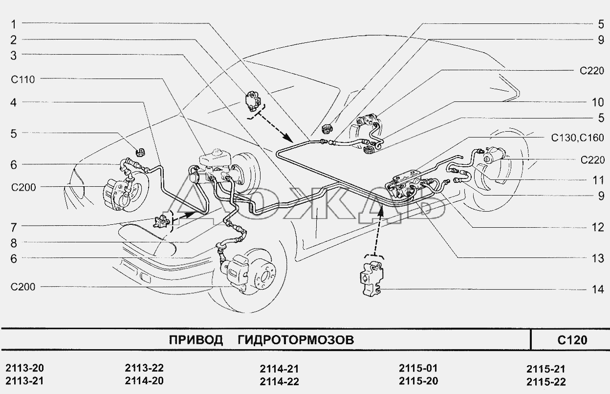 Описание и схема тормозной системы на ваз 2114 » надомкрат