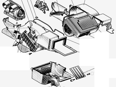 Блок управления и схема замены радиатора отопителя на газ-31105 крайслер