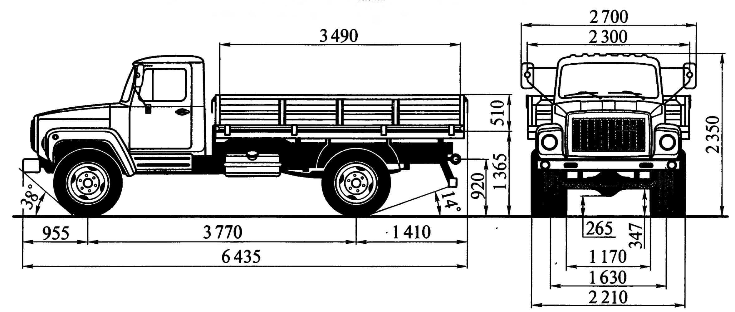​​газ-3307: технические характеристики, вес и размер, ттх двигателя